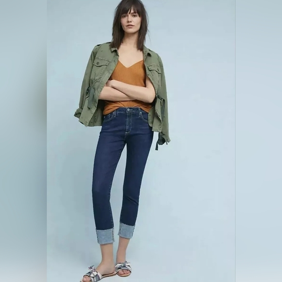 AG ADRIANO GOLDSCHMIED STEVIE HIGH-RISE SKINNY ANKLE CUFF DENIM JEANS - Picture 1 of 8